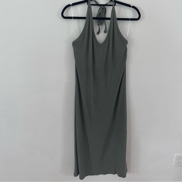Gap Factory Olive Green Ribbed Halter Midi Stretch Dress |Size XL| NWT - Picture 6 of 10